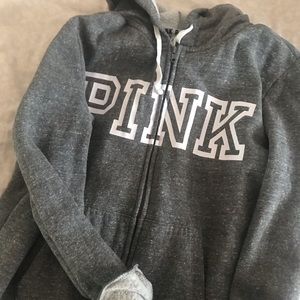 PINK Grey Zip Up Hoodie